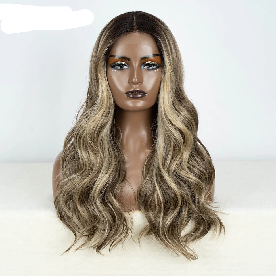 Long Wavy 24 " Hair Lace Wig ash blonde