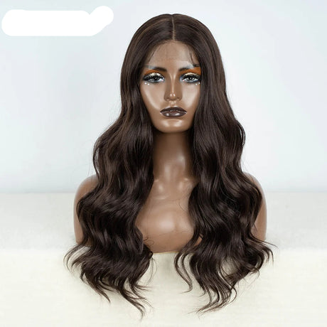 Long Wavy 24 " Hair Lace Wig dark brown