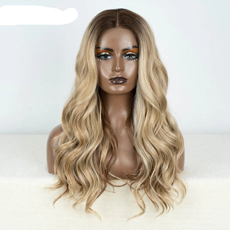 Long Wavy 24 " Hair Lace Wig ash blonde