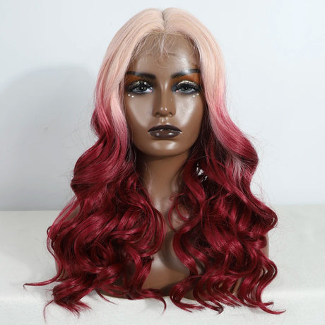 Long Wavy 24 " Hair Lace Wig white red