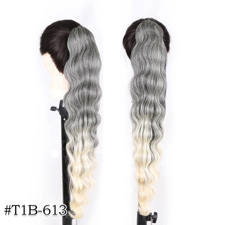 Long Wavy Braided Blonde Synthetic Ponytail
