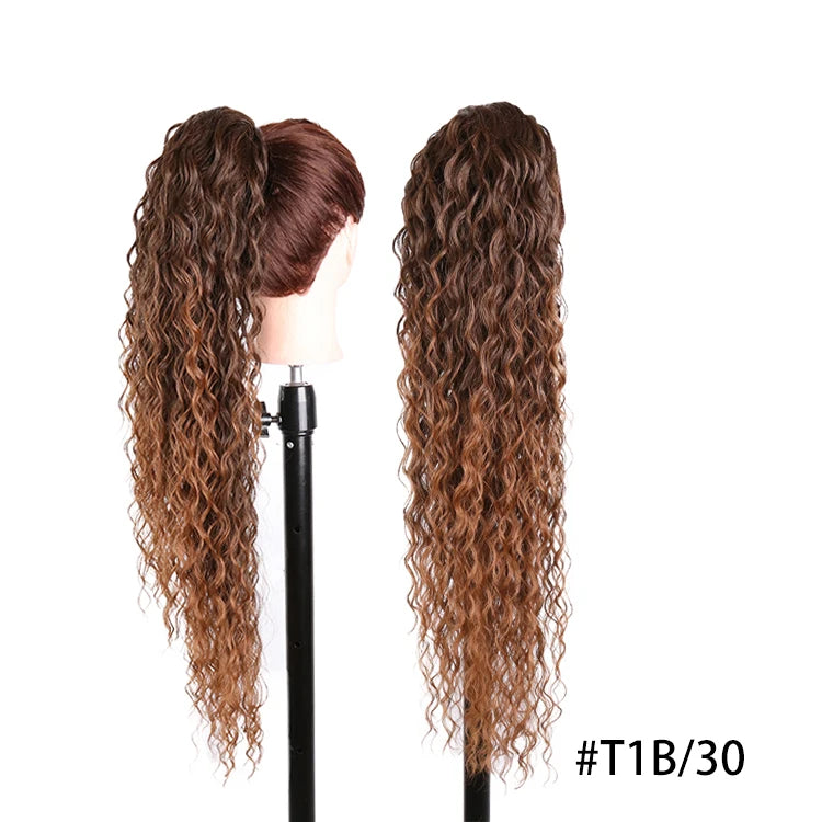 Long Wavy Braided Blonde Synthetic Ponytail