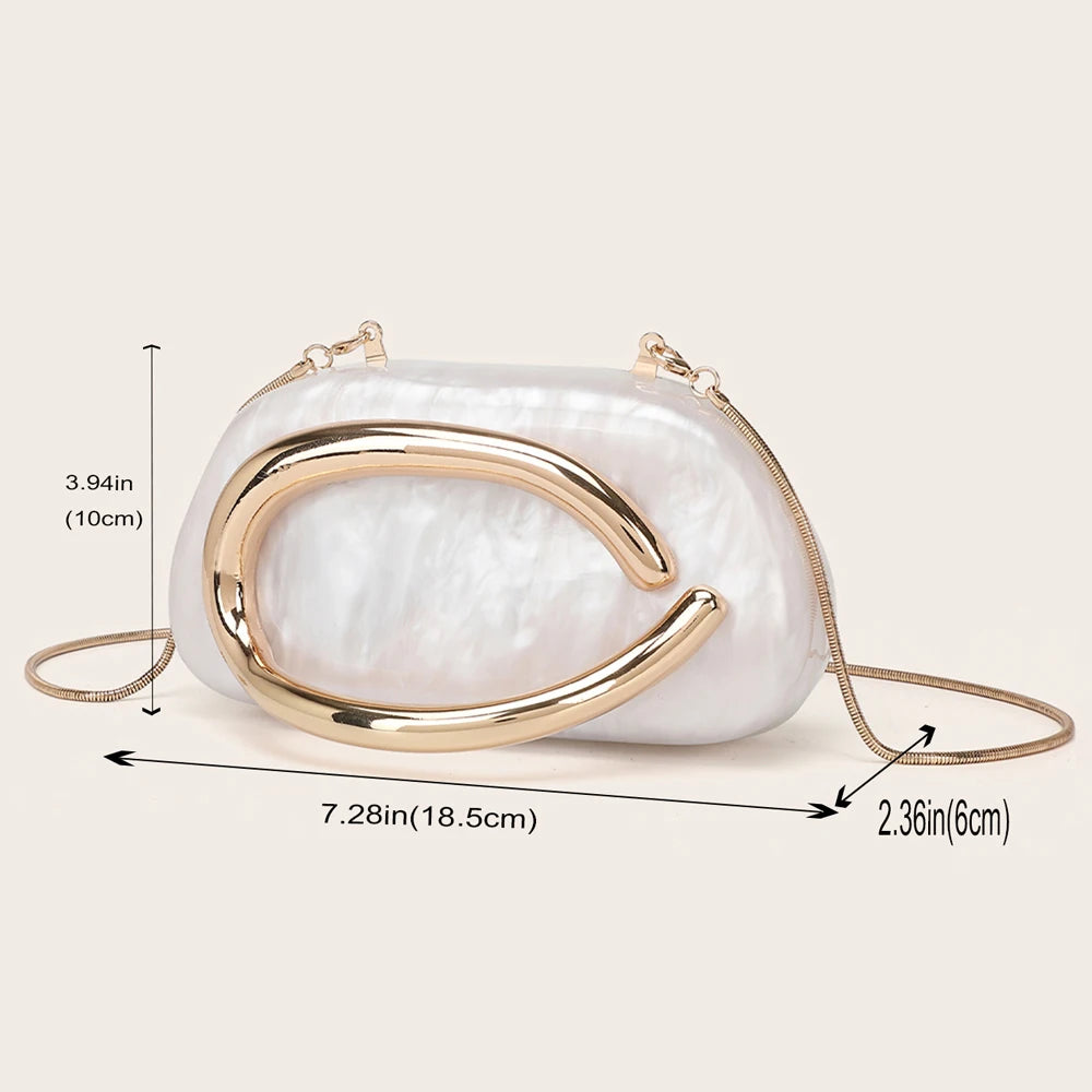 Size of Luxury Acrylic Box Metal Details Evening Purse