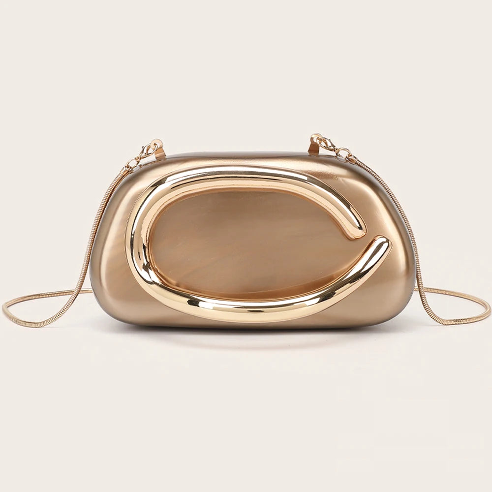 Gold Luxury Acrylic Box Metal Details Evening Purse