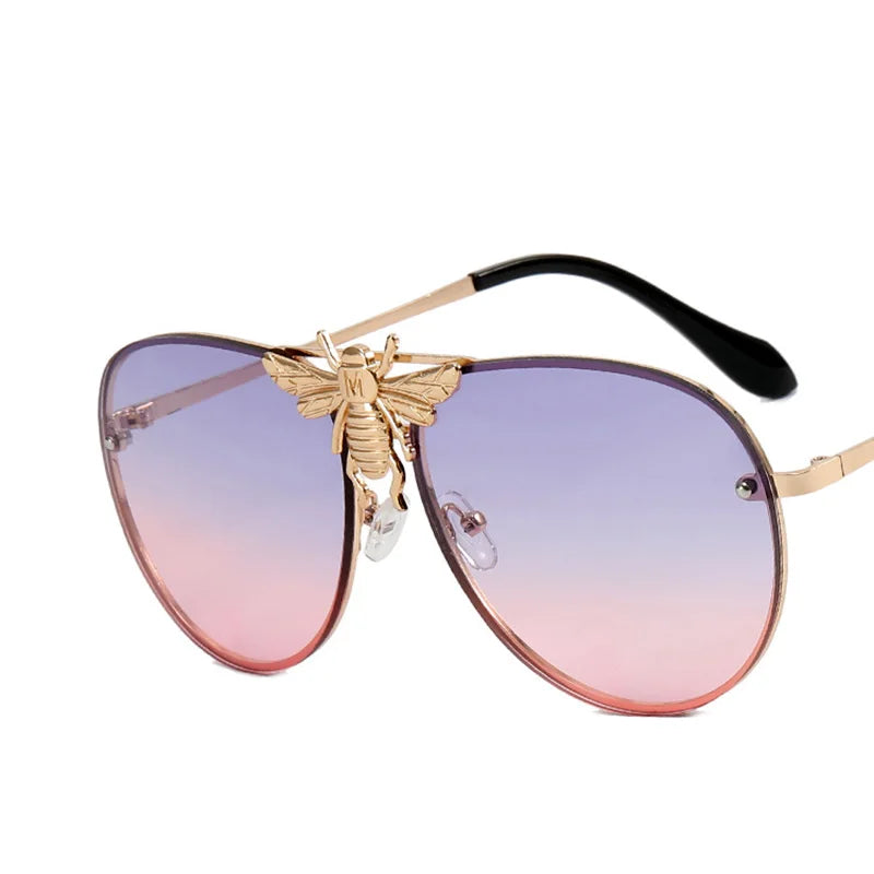 Luxury Bee Retro Gradient Pilot Style Sunglasses