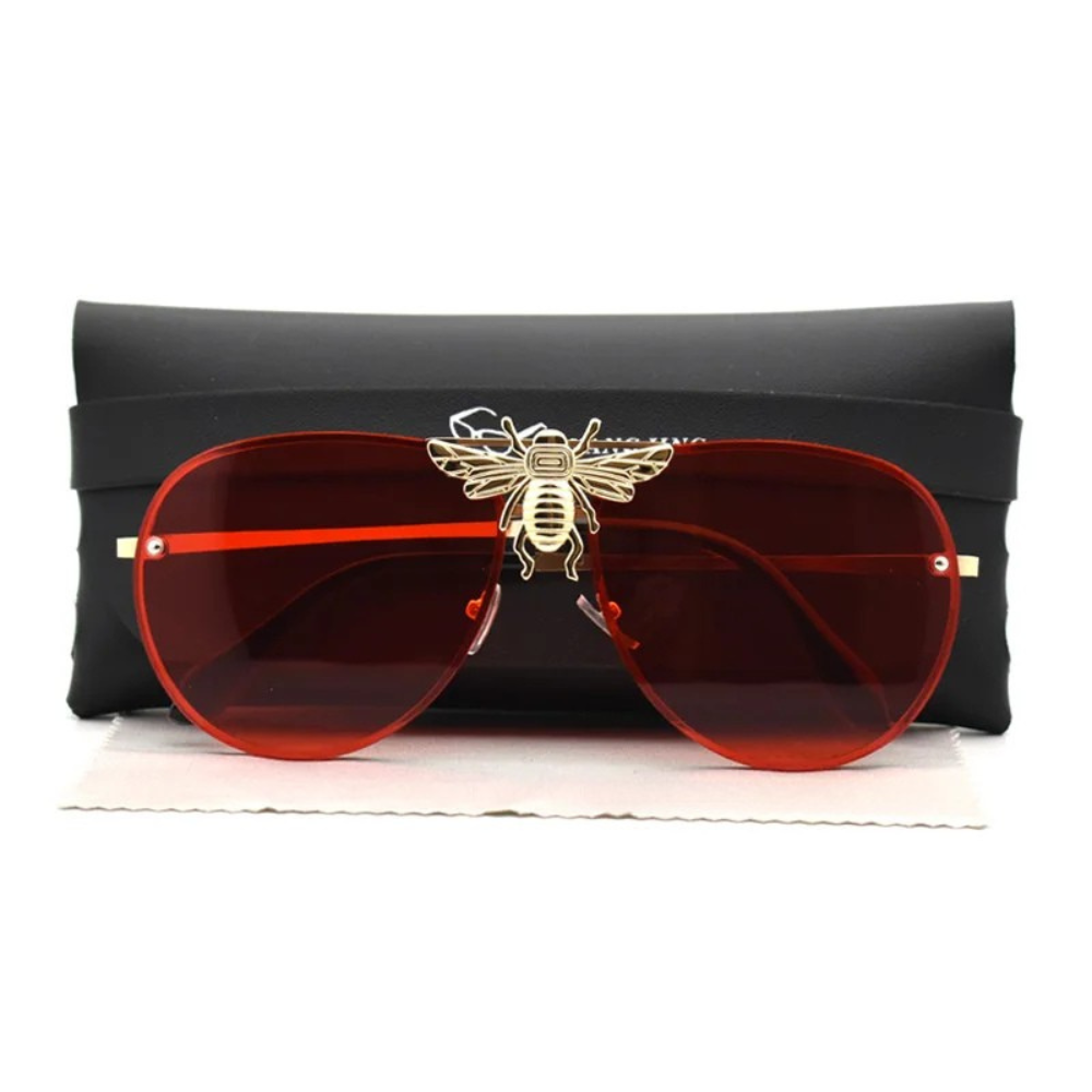 Red Luxury Bee Retro Gradient Pilot Style Sunglasses