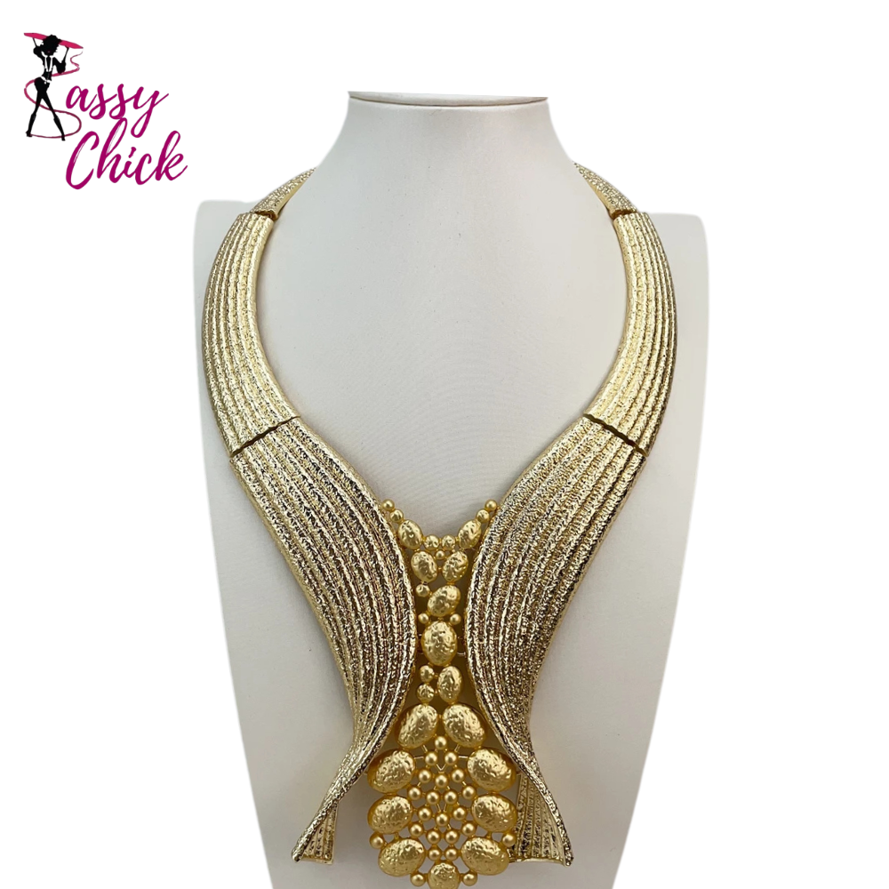 Luxury Big Bold African Bride Jewelry Set Sassy Chick Logo