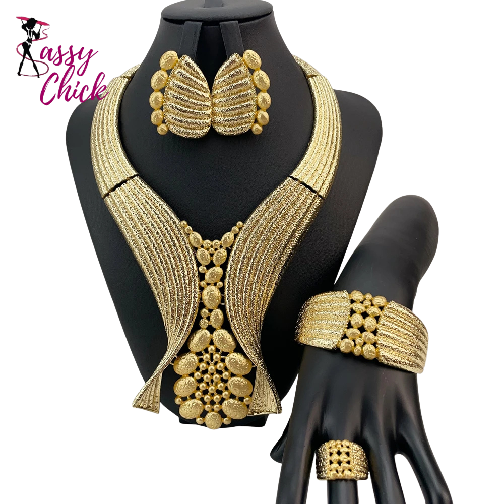 Luxury Big Bold African Bride Jewelry Set Sassy Chick Logo