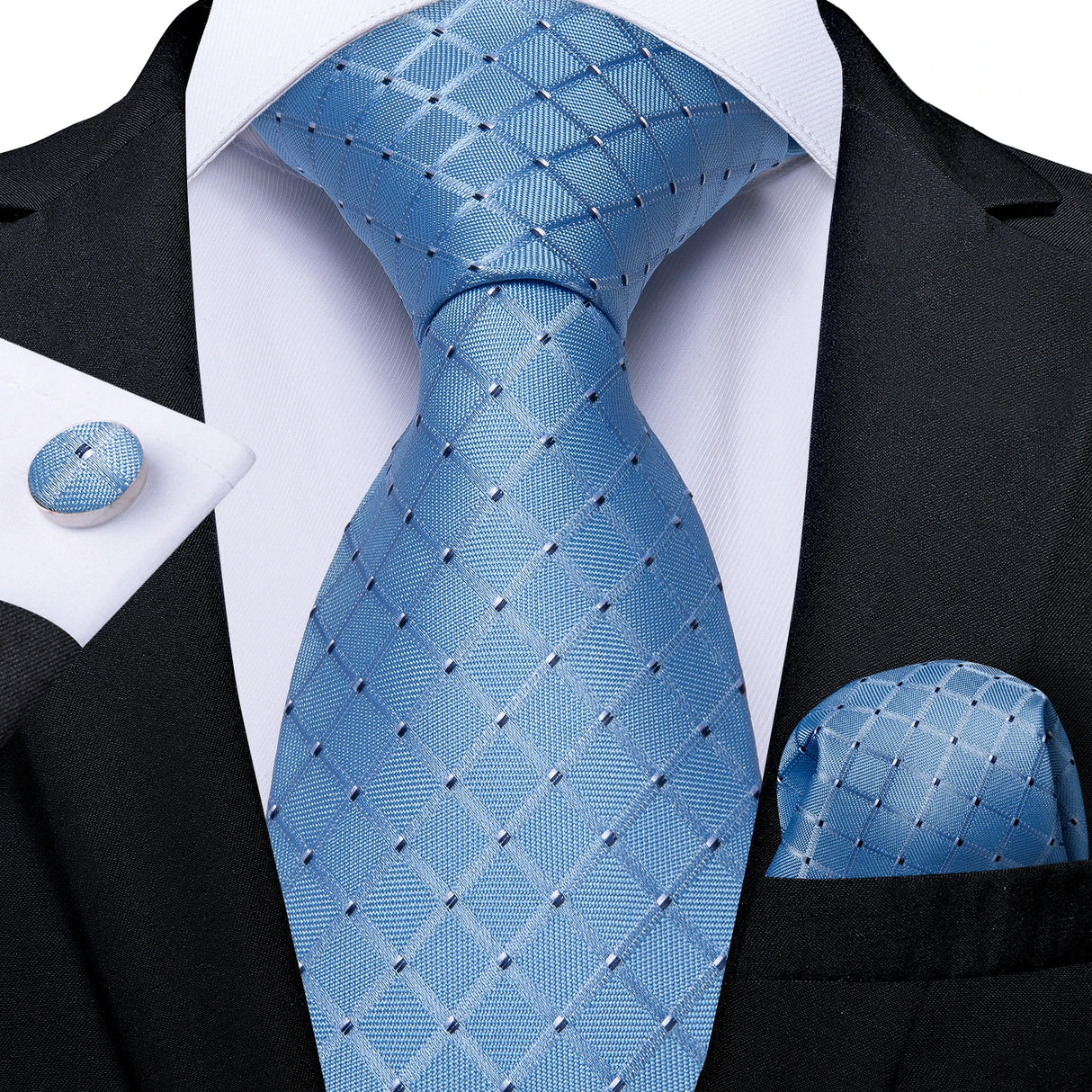 Luxury Blue Plaid Dot Solid Wedding Accessories Necktie