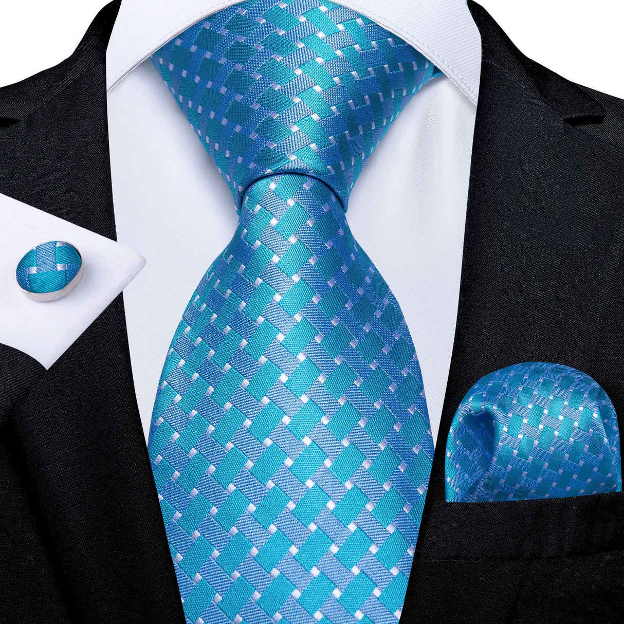 Luxury Blue Plaid Dot Solid Wedding Accessories Necktie