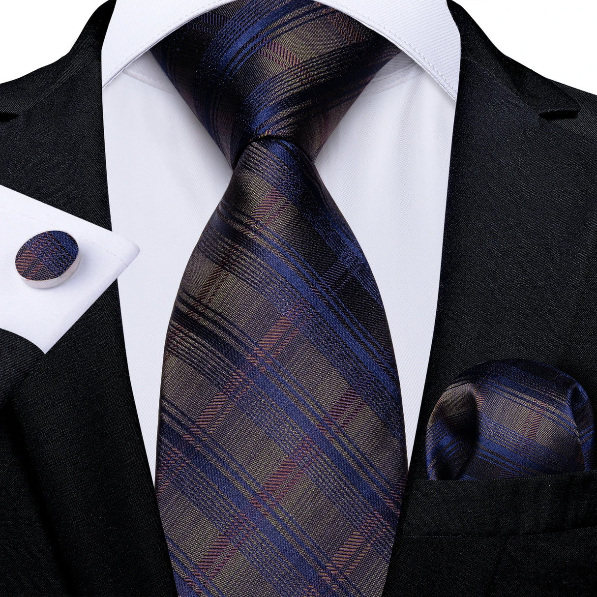 Luxury Blue Plaid Dot Solid Wedding Accessories Necktie