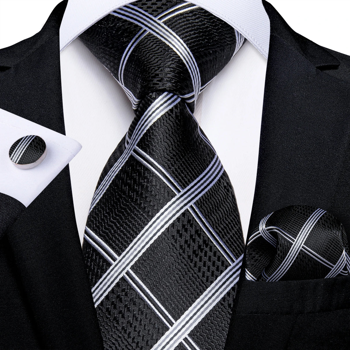 Luxury Blue Plaid Dot Solid Wedding Accessories Necktie