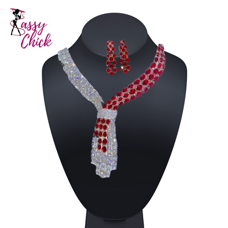 Luxury Blue Tassel Necklace Jewelry Set Sassy Chick Logo