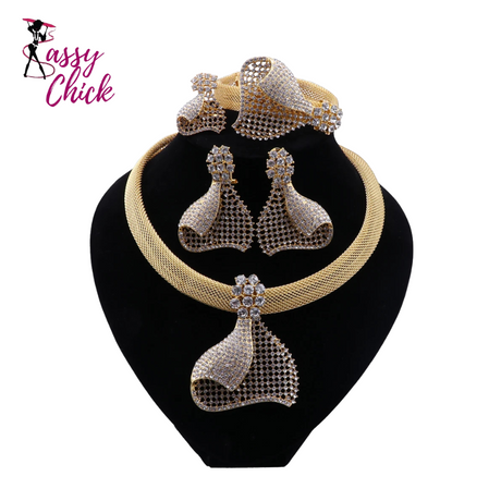 Luxury Bridal Gold Color Jewelry Sets Sassy Chick Logo
