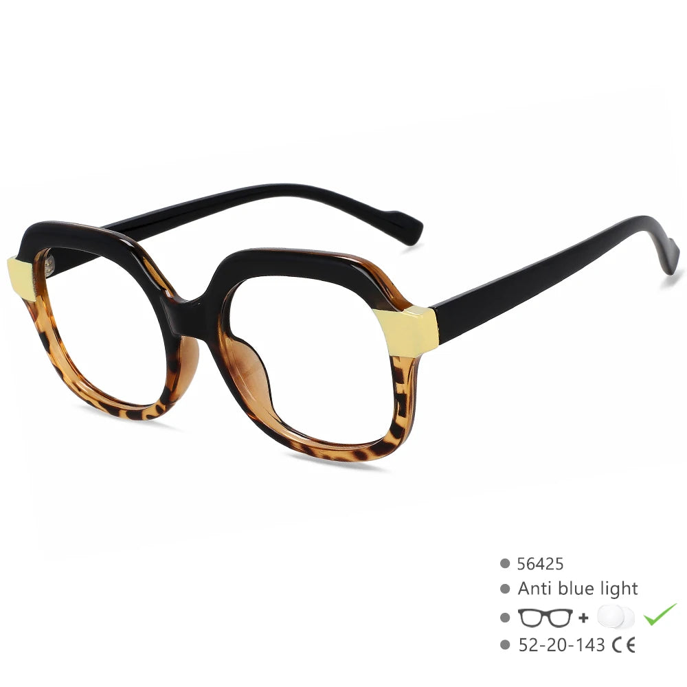 Black Leopard Luxury Cat Eye Anti Blue Light Blocking Eyeglasses