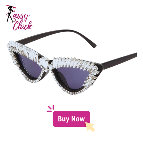 Luxury Cat Eye Diamond Sunglasses Sassy chick logo