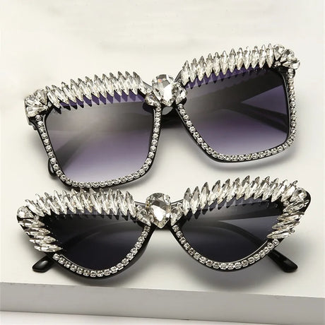 square and cat eye Diamond Sunglasses