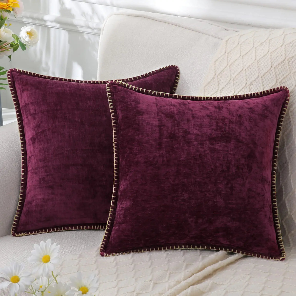 Soft luxury decorative throw pillow cover for sofa or living room in 45x45 or 40x40 size