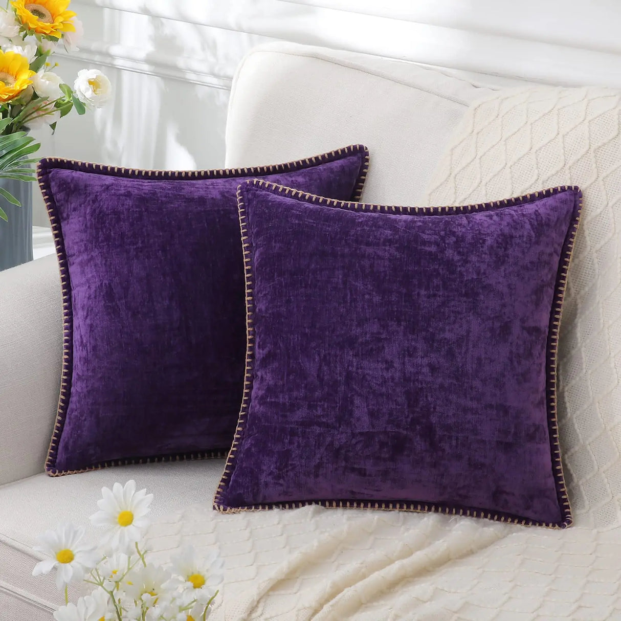 Soft luxury decorative throw pillow cover for sofa or living room in 45x45 or 40x40 size