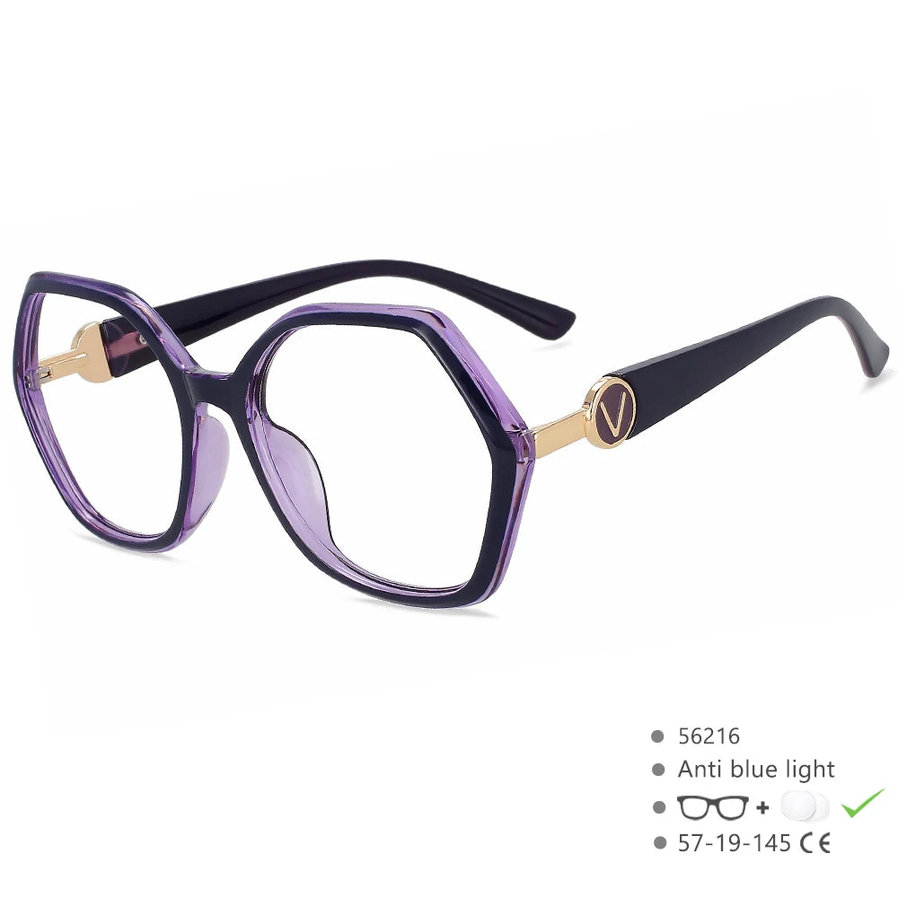 Black Purple Luxury Design Anti Blue Light Blocking Glasses