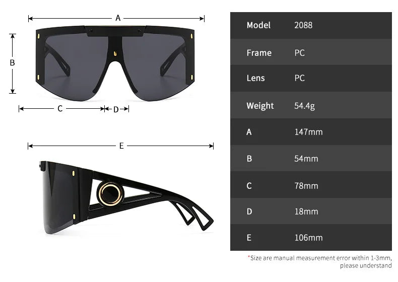 Details of Luxury Designer Oversized UV400 Windproof Sunglasses