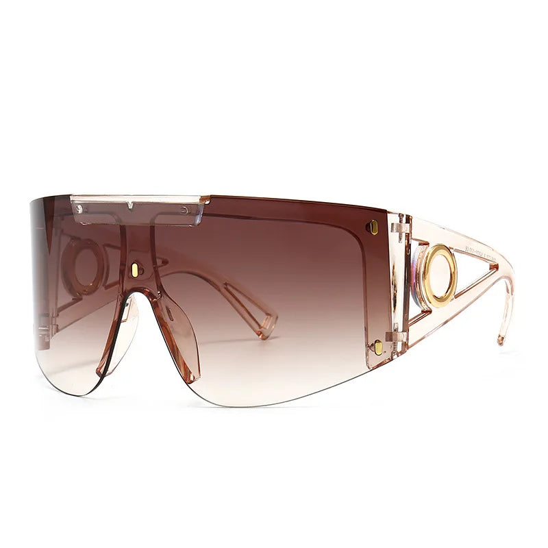 Brown Luxury Designer Oversized UV400 Windproof Sunglasses