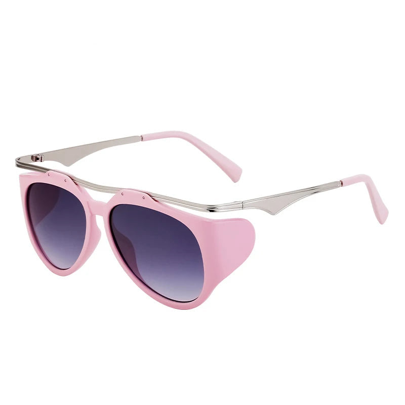 Luxury Designer Vintage Round Sunglasses pink