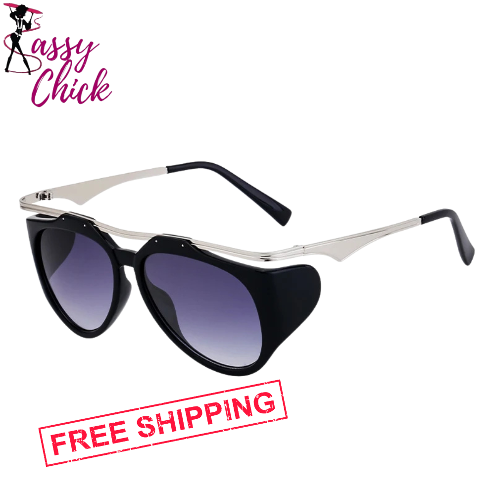 Luxury Designer Vintage Round Sunglasses Sassy Chick Logo