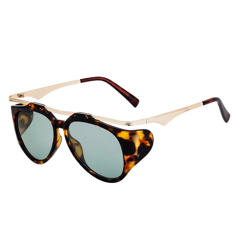 Luxury Designer Vintage Round Sunglasses leopard