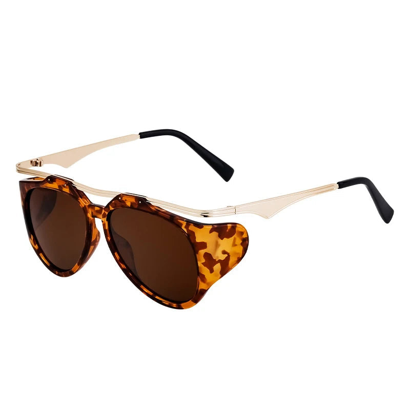 Luxury Designer Vintage Round Sunglasses leopard