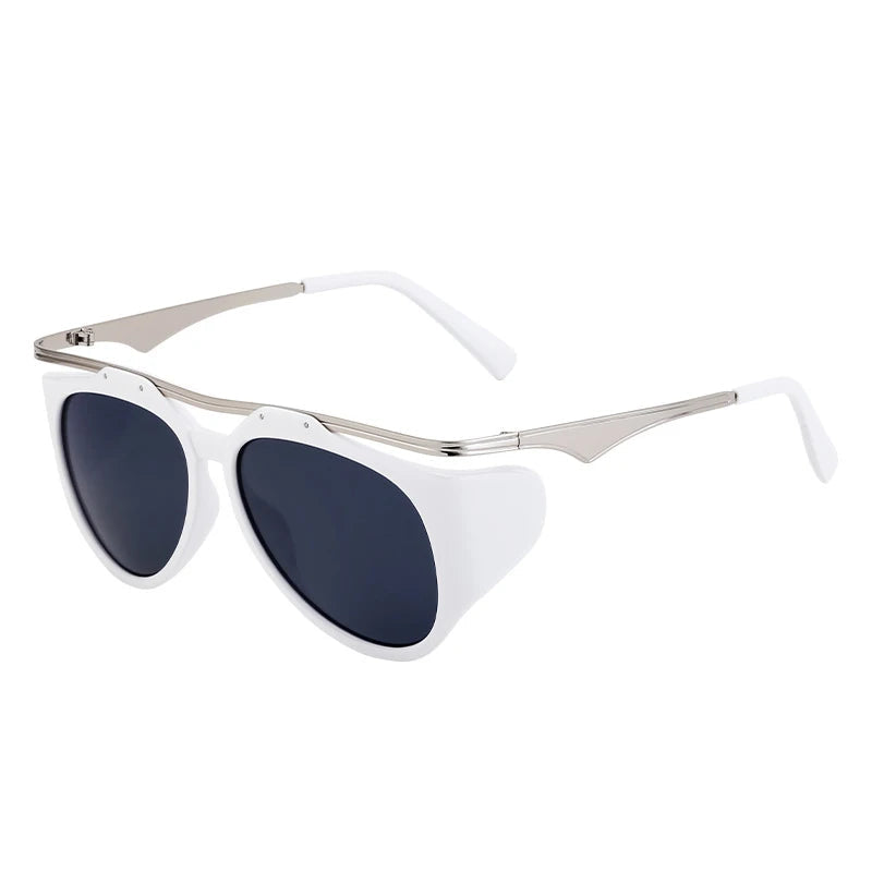Luxury Designer Vintage Round Sunglasses white