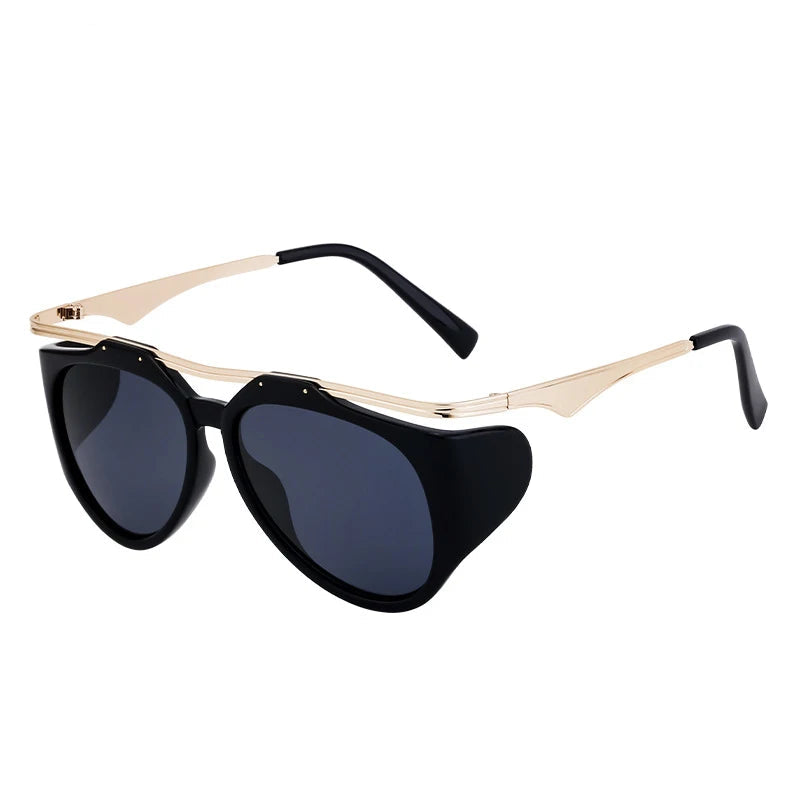 Luxury Designer Vintage Round Sunglasses black