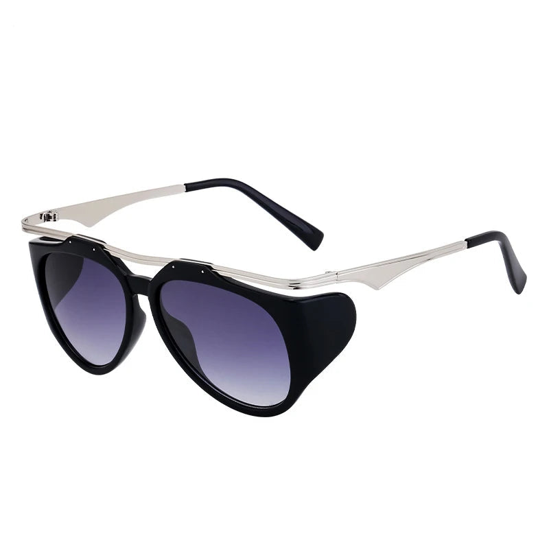 Luxury Designer Vintage Round Sunglasses black