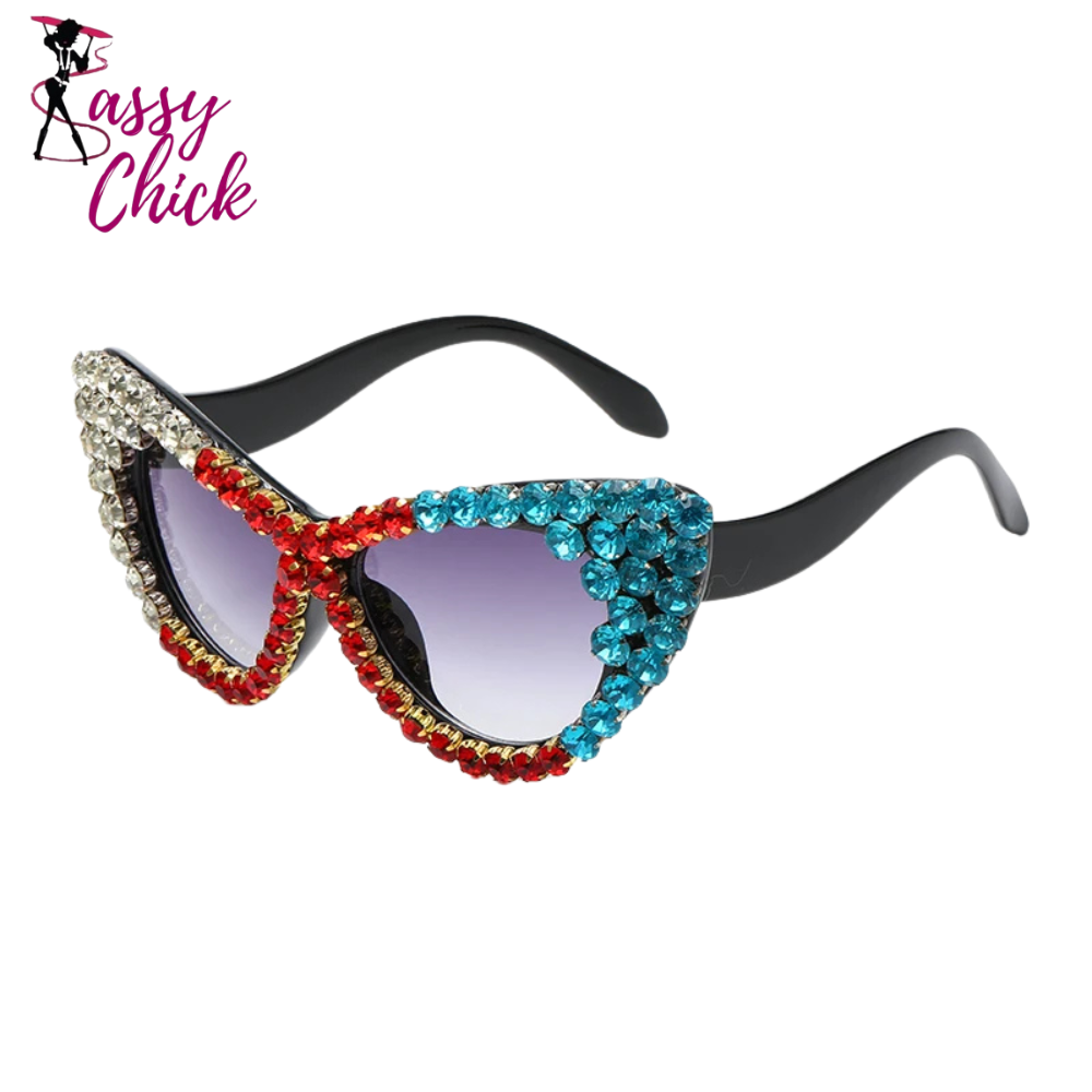 Luxury Diamond Cat Eye Big Sunglasses Sassy Chick Logo