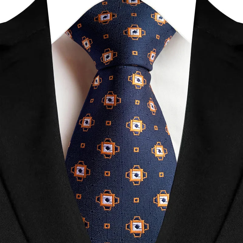 Blue Gold Luxury Dot Stripes 8CM Solid Neckties