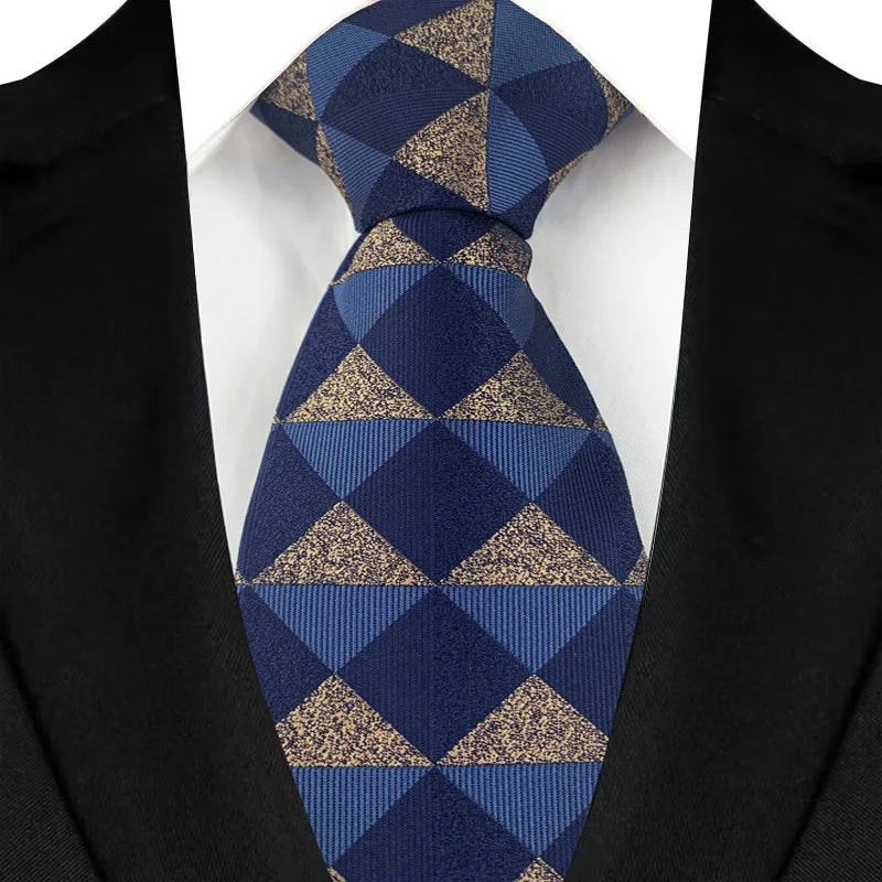 Blue Brown Luxury Dot Stripes 8CM Solid Neckties