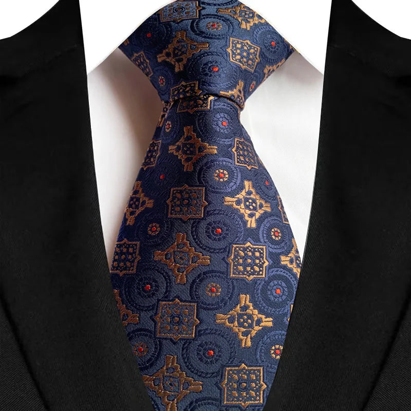Blue Gold Luxury Dot Stripes 8CM Solid Neckties