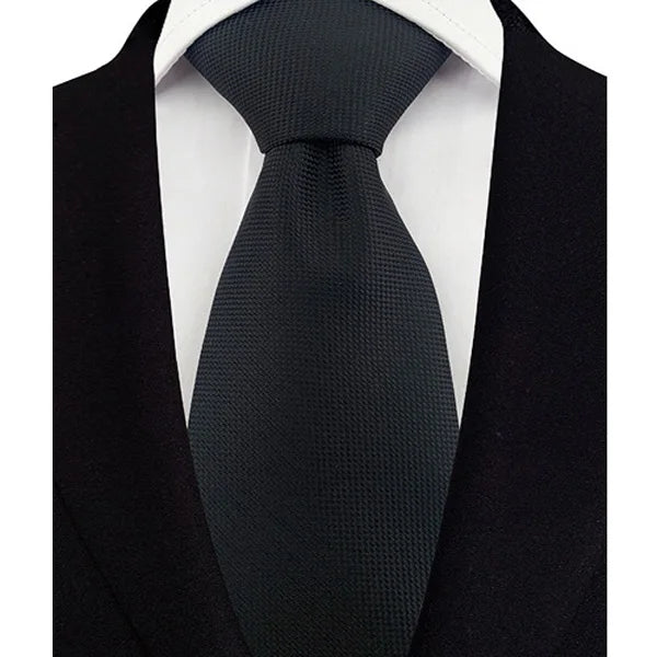 Black Luxury Dot Stripes Solid Tie Black 8CM Men's Necktie