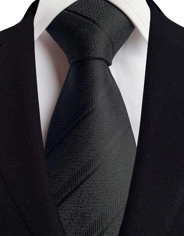 Luxury Dot Stripes Solid Tie Black 8CM Men's Necktie