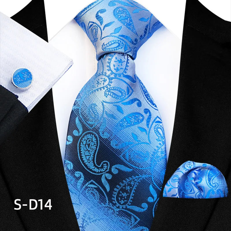 Blue Luxury Dot Ties Square Cufflinks Tie Set