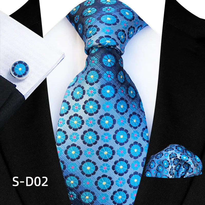 Blue Luxury Dot Ties Square Cufflinks Tie Set