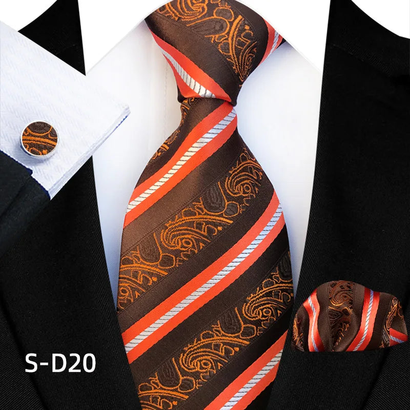 Orange Luxury Dot Ties Square Cufflinks Tie Set