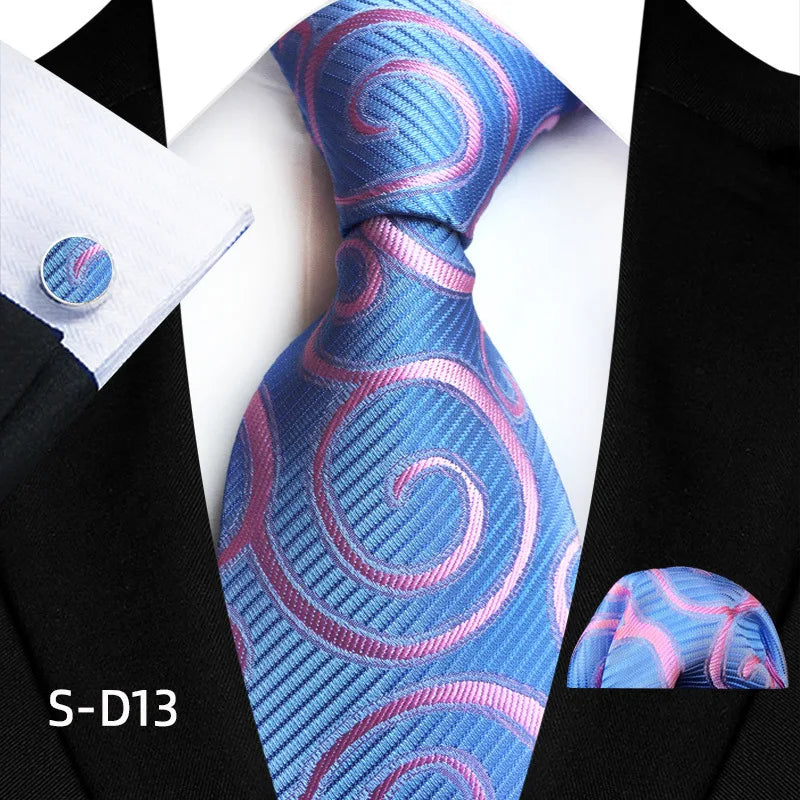 Blue Luxury Dot Ties Square Cufflinks Tie Set