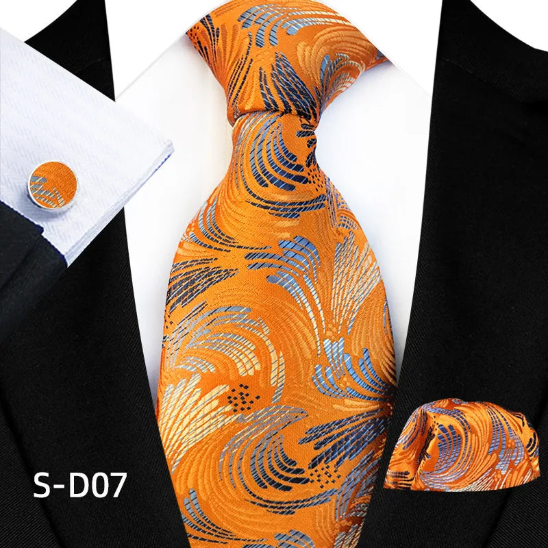 Orange Luxury Dot Ties Square Cufflinks Tie Set