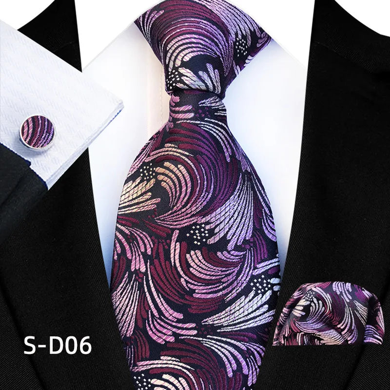 Purple Luxury Dot Ties Square Cufflinks Tie Set