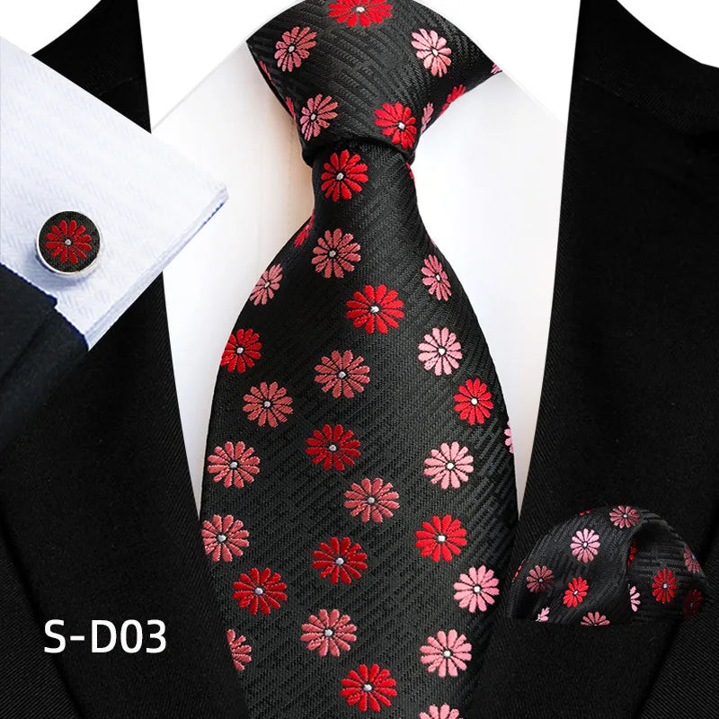 Black Luxury Dot Ties Square Cufflinks Tie Set