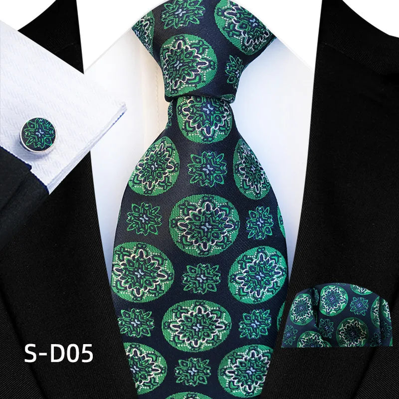 Green Luxury Dot Ties Square Cufflinks Tie Set