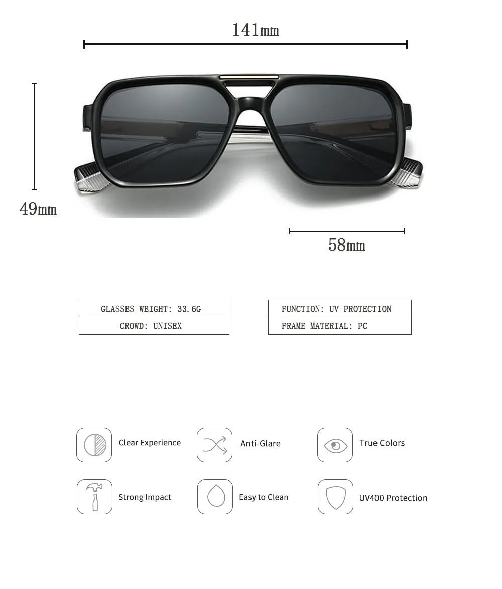 Size of Luxury Fashion Square Men Sunglasses