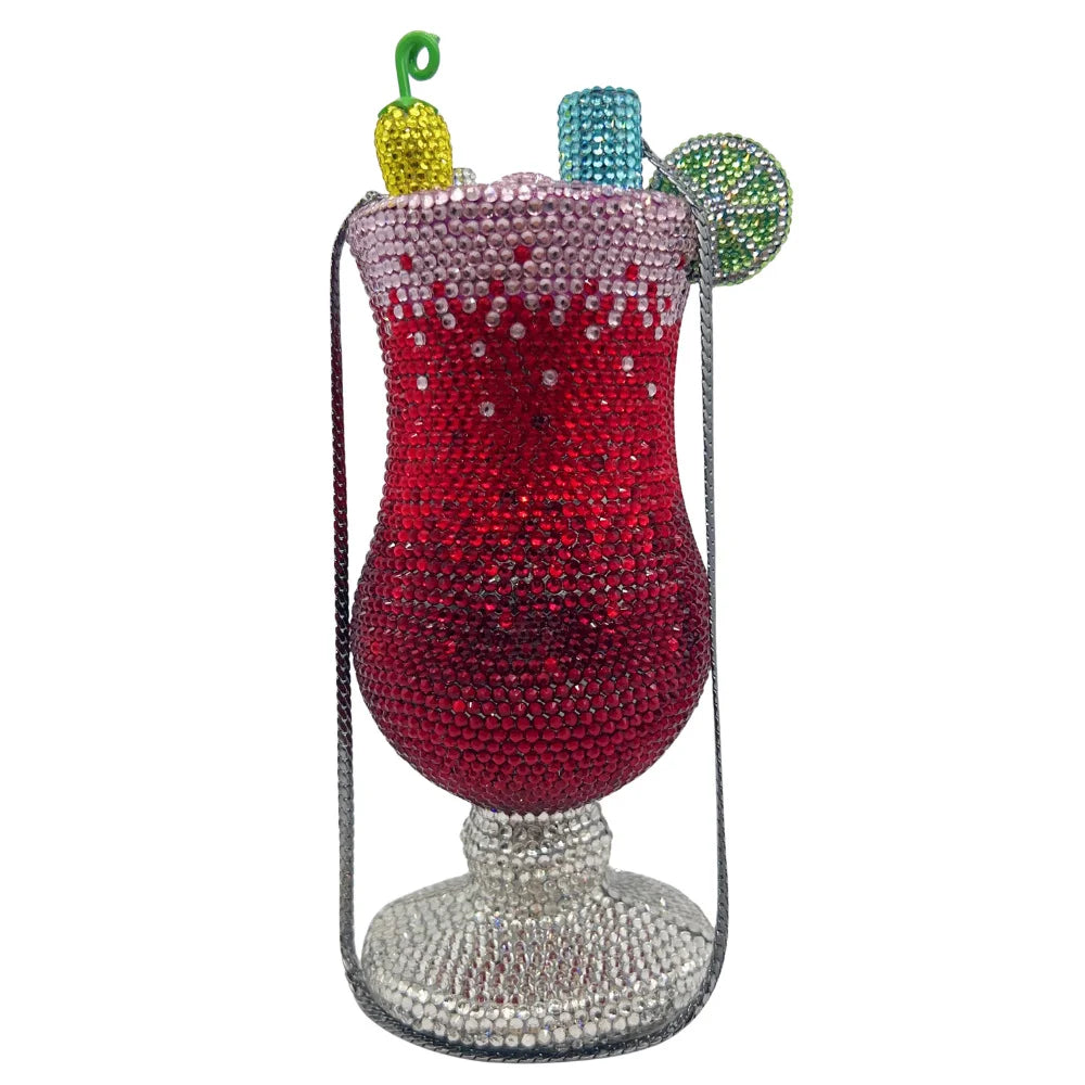 Red Luxury Glass Design Purse Crystal Evening Diamond Bags