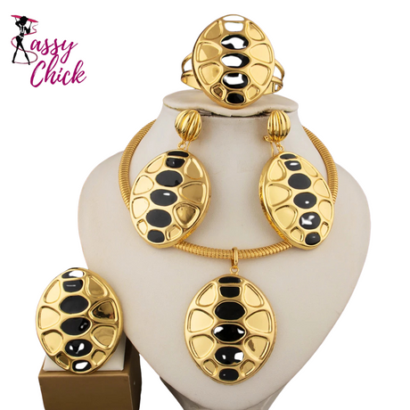Luxury Gold Color Unique Design Jewelry Set Sassy Chick Logo
